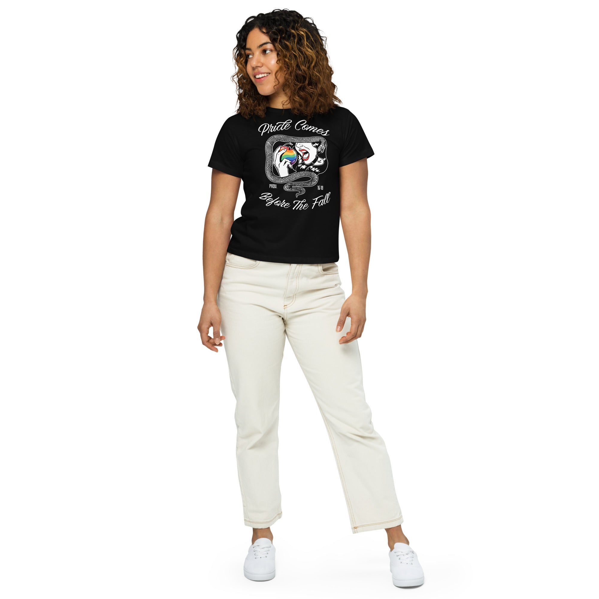 "Pride Comes Before The Fall." (Eve) - Women’s High-Waisted T-shirt